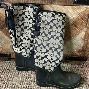 Coach lace up back boots
